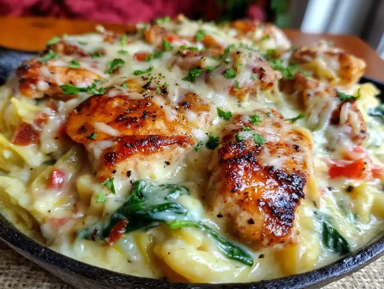 Creamy Spinach Artichoke Chicken Skillet: Budget-Friendly 1-Person Meal 4 creamy spinach artichoke chicken skillet preparation steps