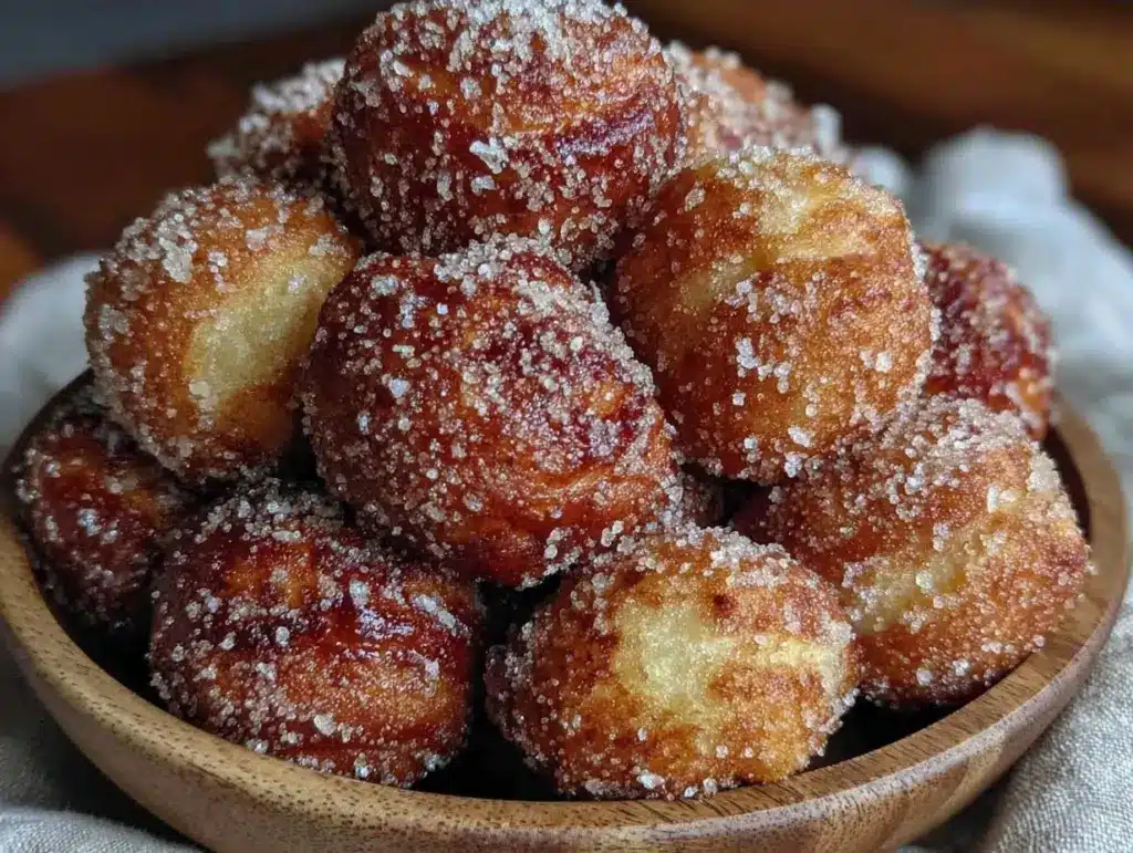 crispy cinnamon sugar air fryer doughnut bites - featured image