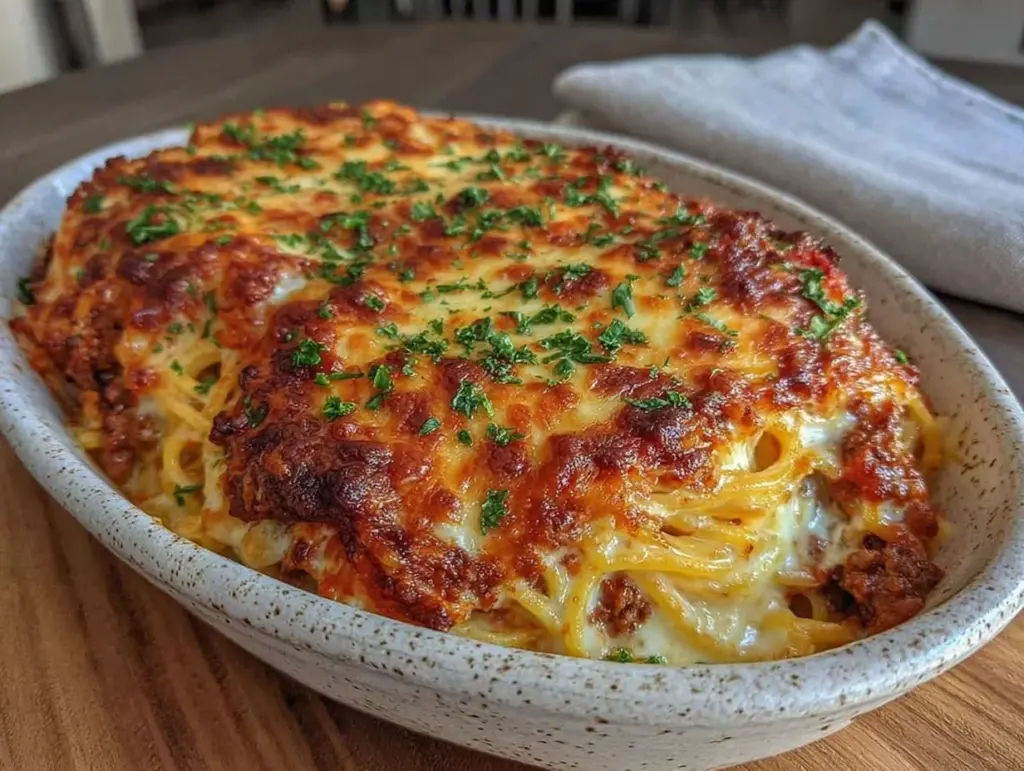 Easy Million Dollar Baked Spaghetti Casserole - featured image