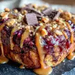 easy reeses poke cake for one - featured image