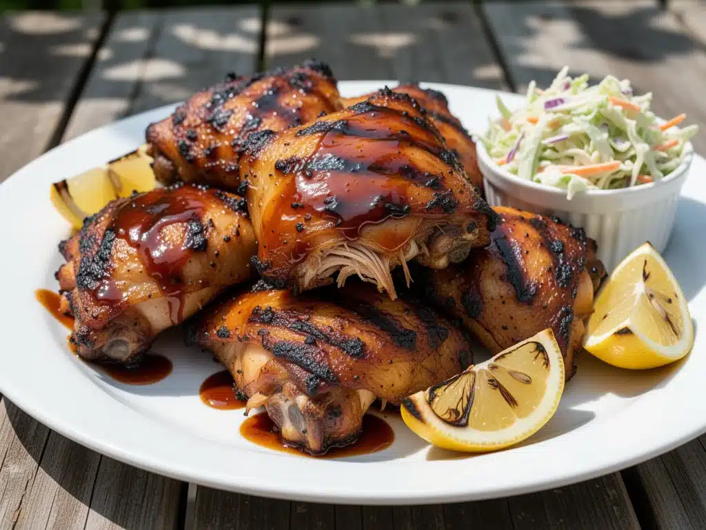 grilled BBQ chicken thighs - featured image