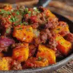 ground turkey sweet potato skillet - featured image