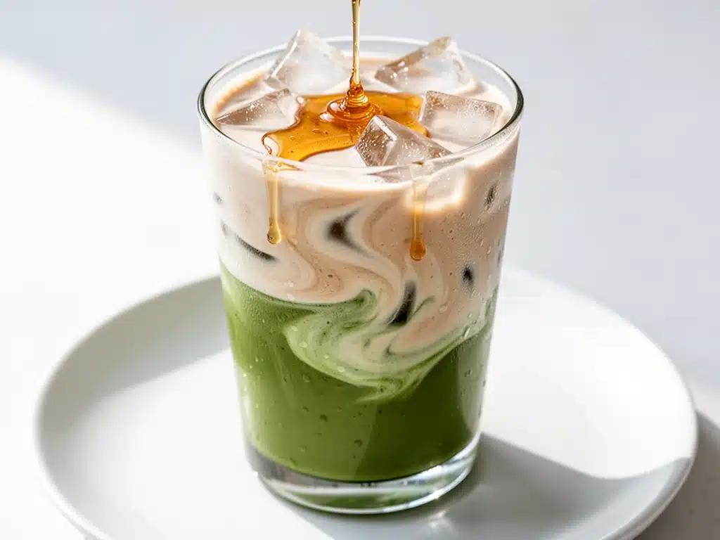 iced matcha latte with honey - featured image