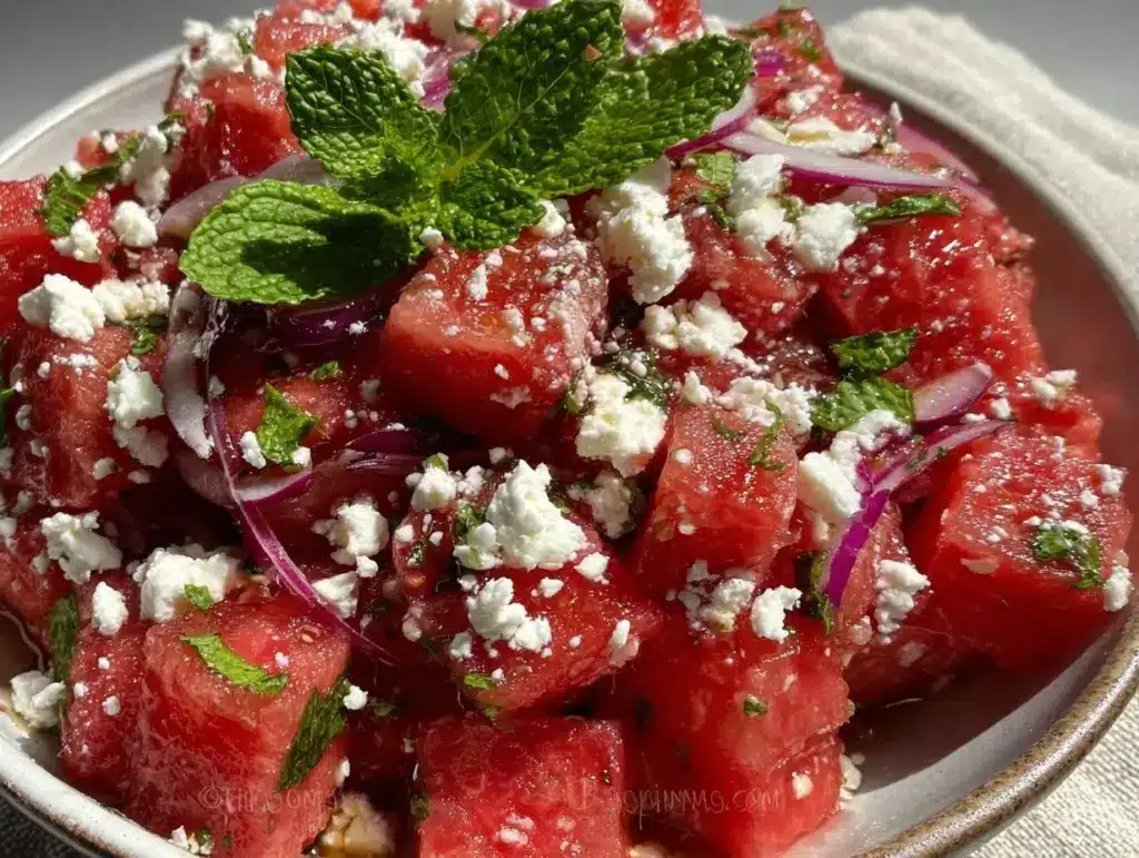 Labor Day Watermelon Feta Salad with Mint - featured image