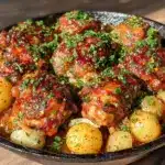 one pan garlic butter chicken and potatoes - featured image